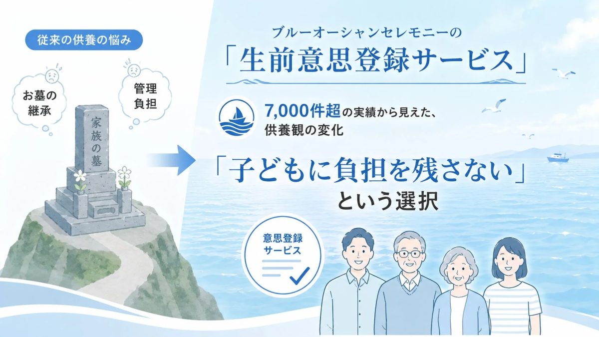 「子どもに負担を残さない」供養の選択を提案するブルーオーシャンセレモニーの生前意思登録サービス
