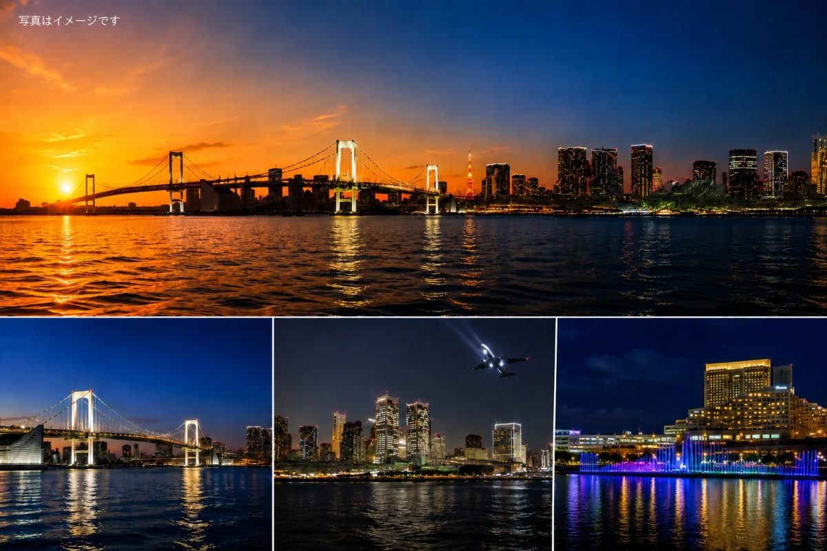 東京湾の夕景から夜景へ