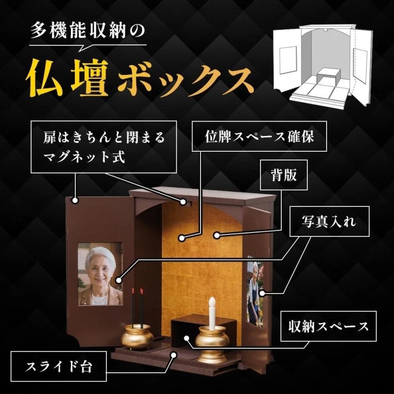 多機能収納を備えたコンパクトな仏壇ボックス