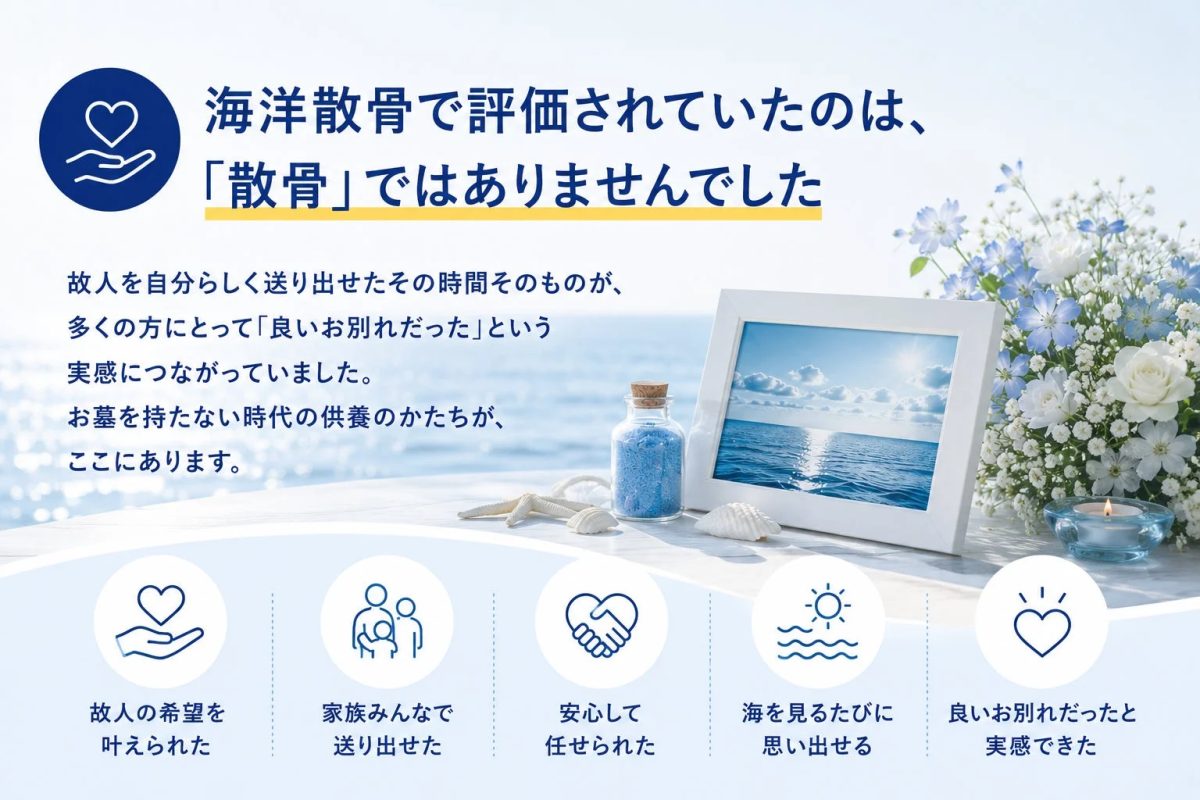 海洋散骨で評価されていたのは、「散骨」ではありませんでした