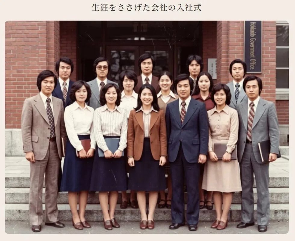 昭和時代の入社式集合写真